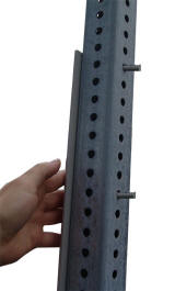 Installation of reflective sign post panel on a post, insert and attach nuts