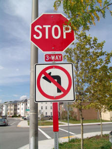 Stop and no turn sign application of reflective sign post panels